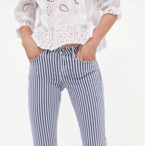 Zara Blue and White Striped Denim SIZE 6